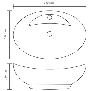Galleria Design Luxury Ceramic Basin Oval with Overflow and Faucet Hole