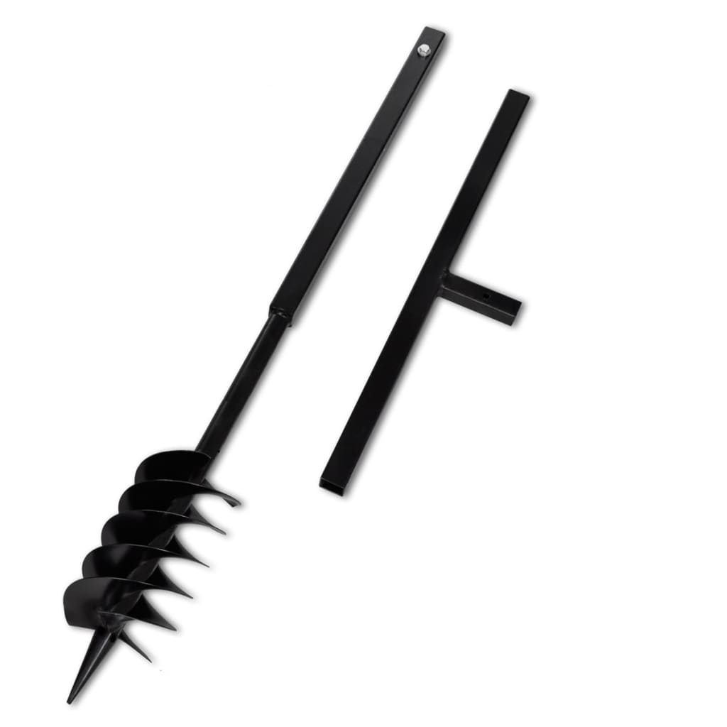 Galleria Design Ground Drill with Handle Auger Bit 120 mm Double Spirals Steel Black