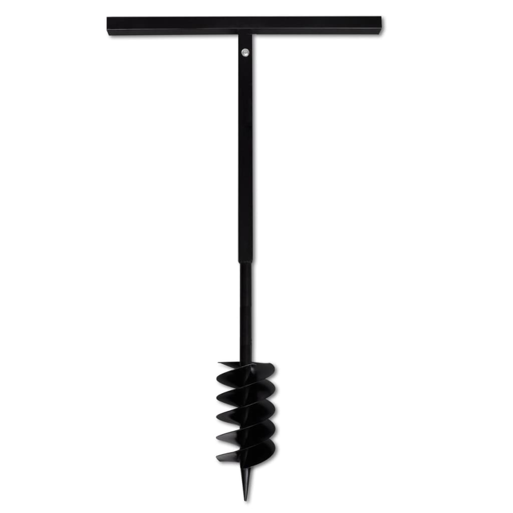 Galleria Design Ground Drill with Handle Auger Bit 120 mm Double Spirals Steel Black