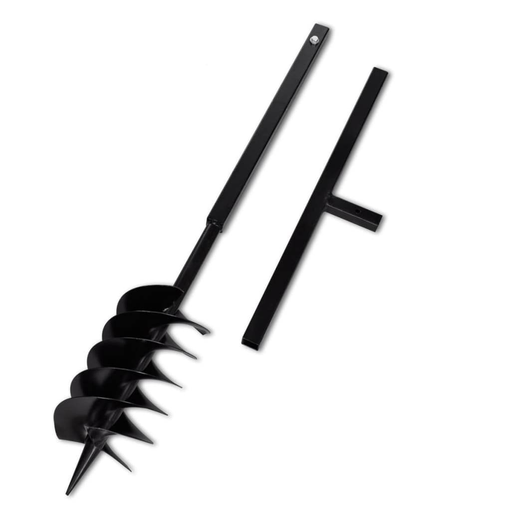 Galleria Design Ground Drill with Handle Auger Bit 150 mm Three Spirals Steel Black