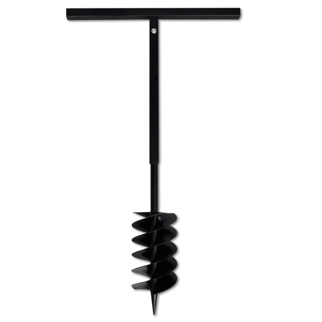 Galleria Design Ground Drill with Handle Auger Bit 150 mm Three Spirals Steel Black