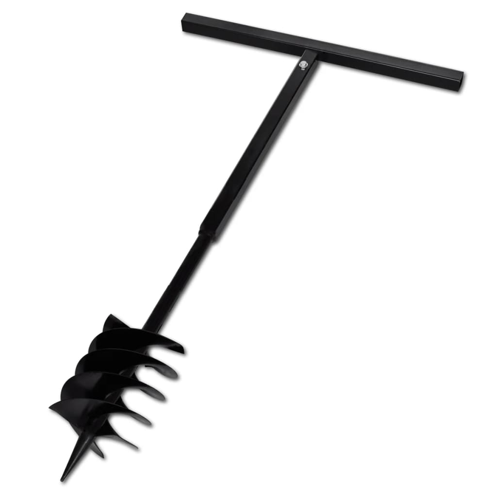 Galleria Design Ground Drill with Handle Auger Bit 180 mm Three Spirals Steel Black
