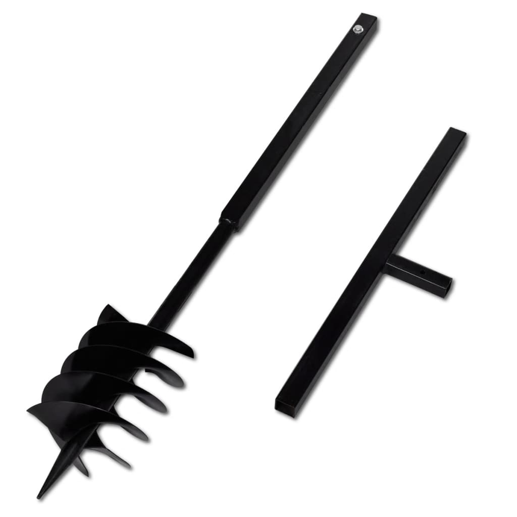 Galleria Design Ground Drill with Handle Auger Bit 180 mm Three Spirals Steel Black