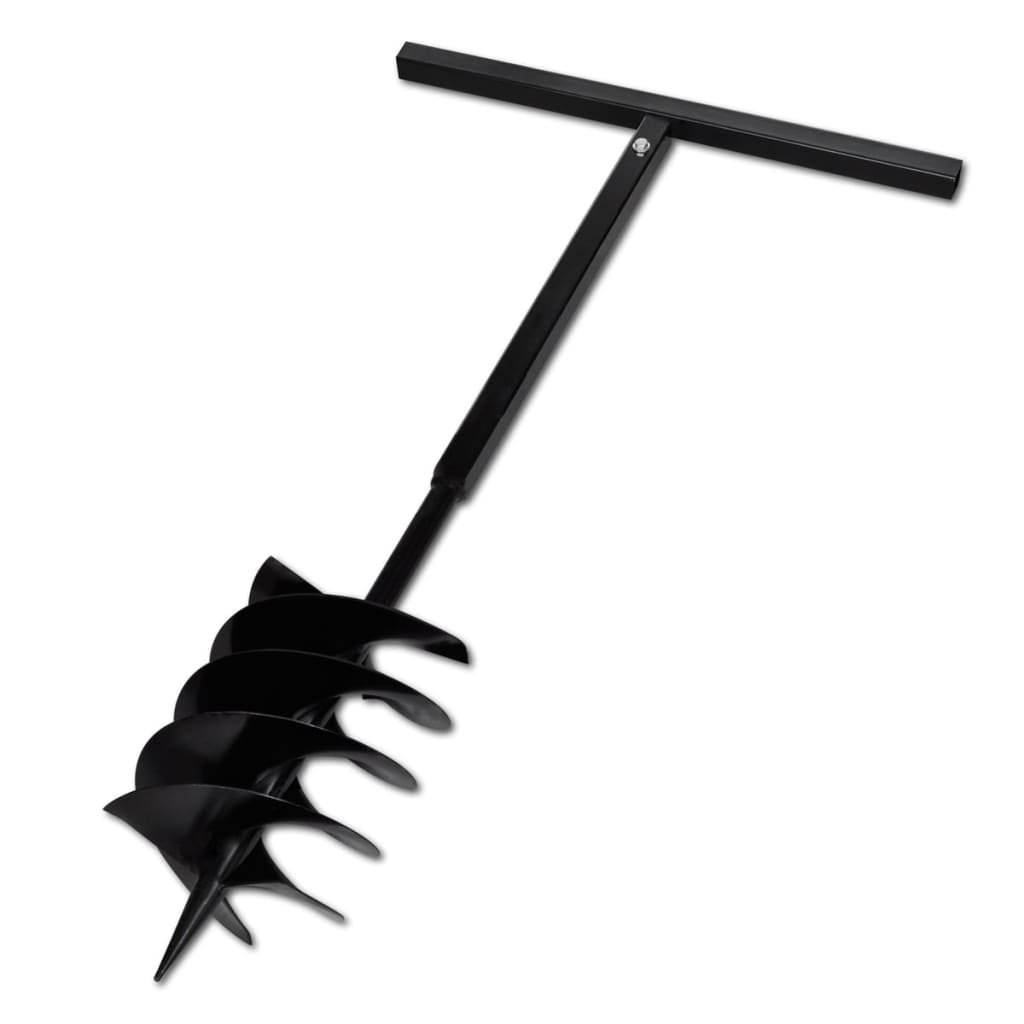 Galleria Design Ground Drill with Handle Auger Bit 200 mm Three Spirals Steel Black