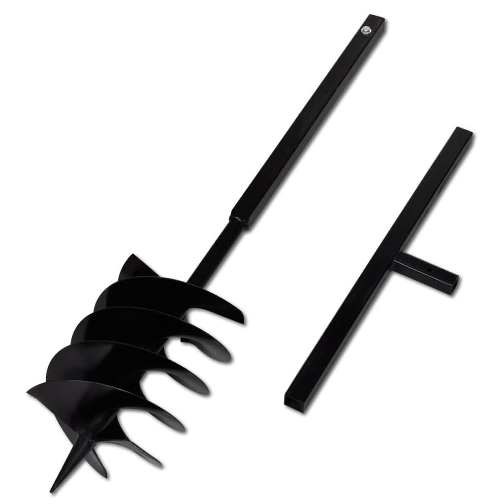Galleria Design Ground Drill with Handle Auger Bit 200 mm Three Spirals Steel Black