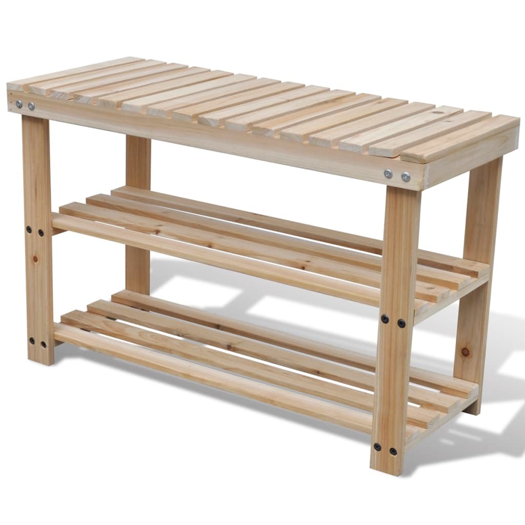 Galleria Design 2-in-1 Shoe Rack with Bench Top Solid Fir Wood