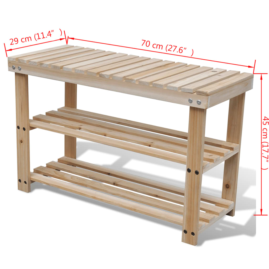 Galleria Design 2-in-1 Shoe Rack with Bench Top Solid Fir Wood