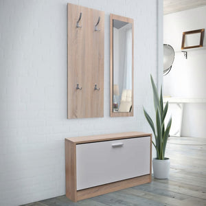 Galleria Design Oak and White 3-in-1 Wooden Shoe Cabinet Set