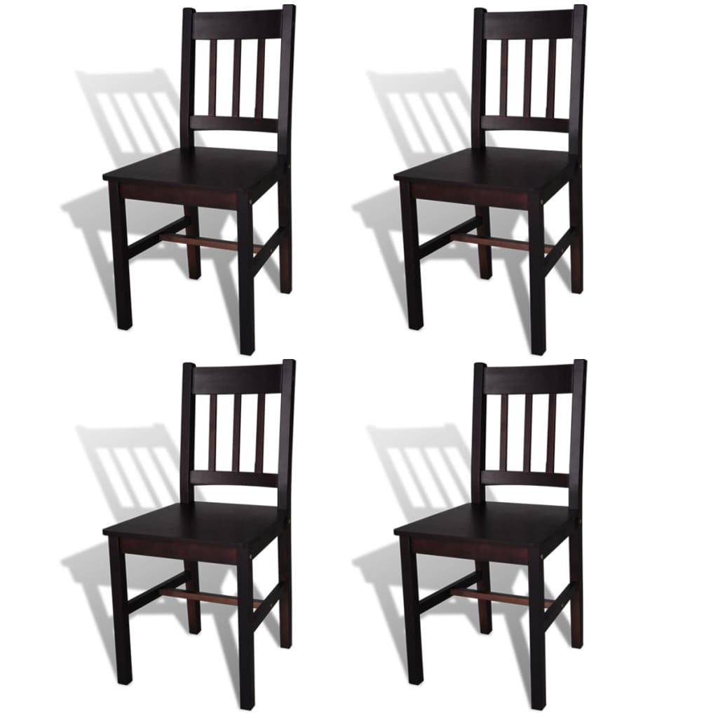 Galleria Design Dining Chairs 4 pcs Dark Brown Pinewood