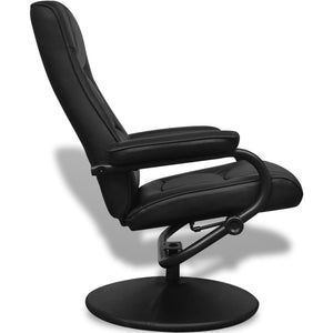 Galleria Design TV Armchair with Footstool Black Faux Leather