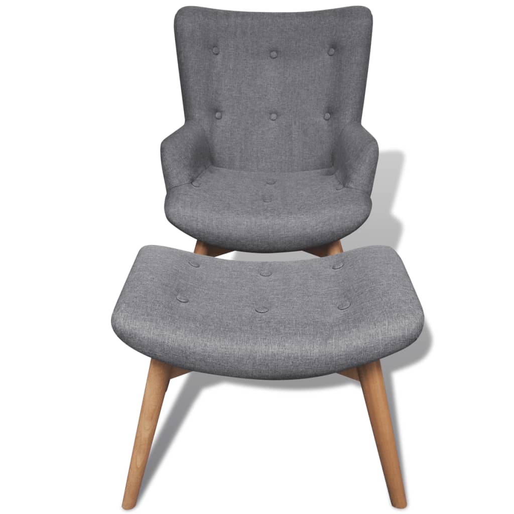 Galleria Design Armchair with Footstool Grey Fabric
