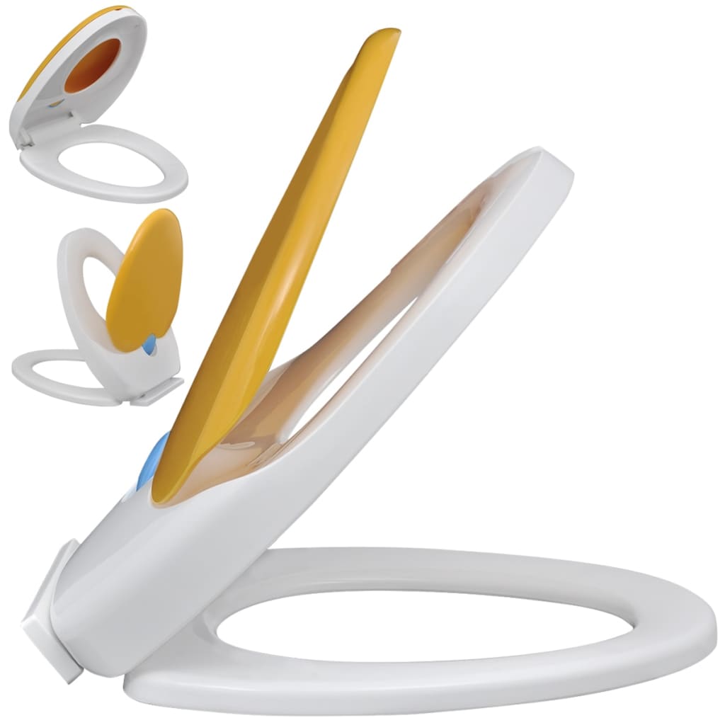 Galleria Design White & Yellow Soft-close Toilet Seat Adults/Children