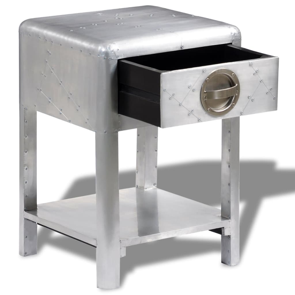 Galleria Design Aviator End Table with 1 Drawer Vintage Aircraft Airman Style