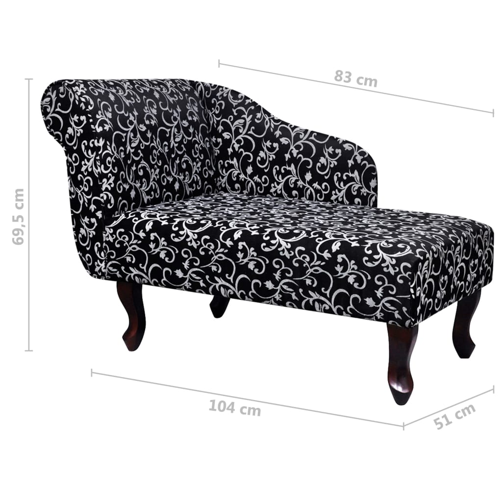Galleria Design Chaise Longue Black and White Fabric