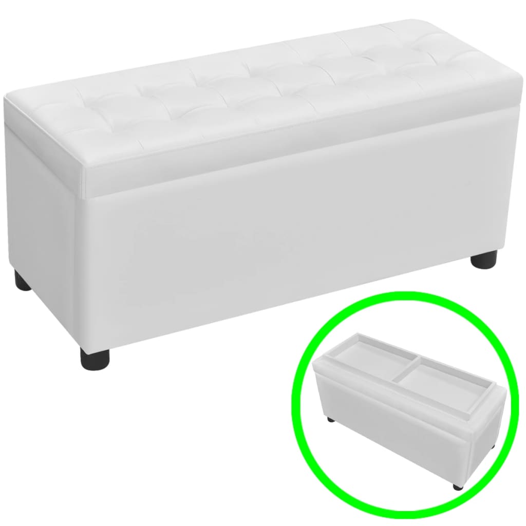 Galleria Design Storage Ottoman Artificial Leather White