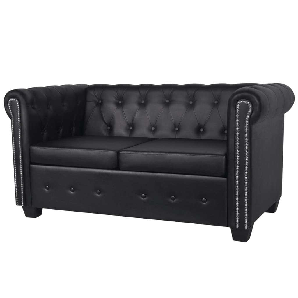 Galleria Design Chesterfield 2-Seater Artificial Leather Black