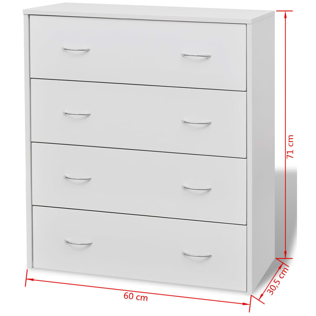 Galleria Design Sideboard with 4 Drawers 60x30.5x71 cm White