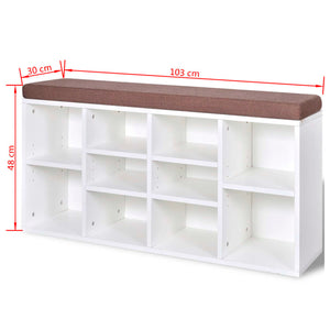 Galleria Design Shoe Storage Bench 10 Compartments White