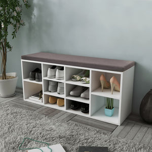 Galleria Design Shoe Storage Bench 10 Compartments White