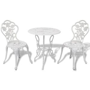 Galleria Design 3 Piece Bistro Set Cast Aluminium White