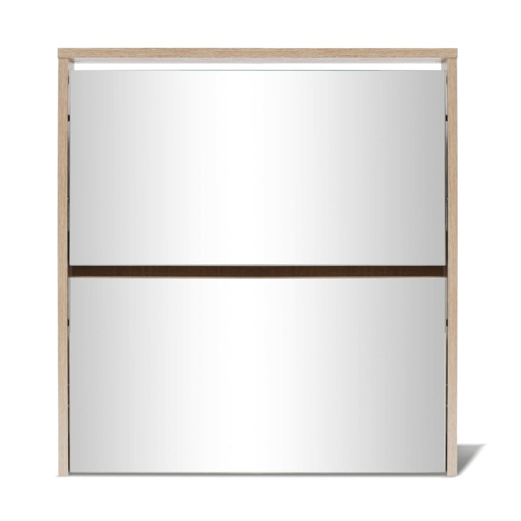 Galleria Design Shoe Cabinet 2-Layer Mirror Oak 63x17x67 cm