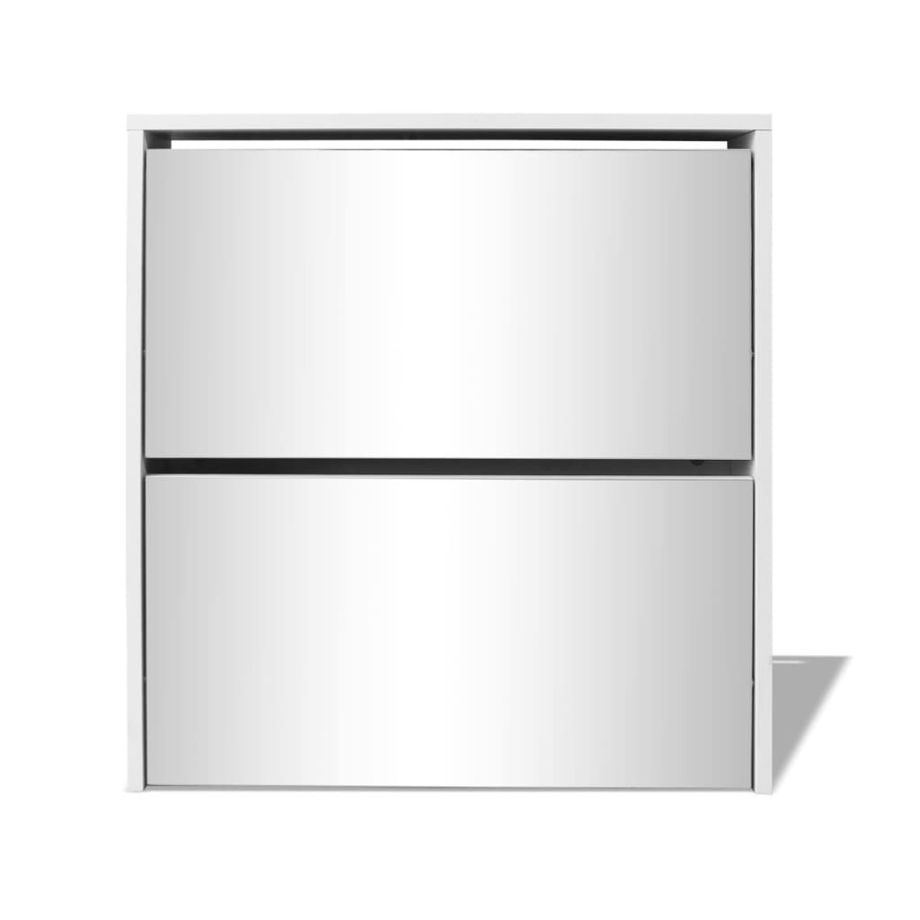 Galleria Design Shoe Cabinet 2-Layer Mirror White 63x17x67 cm