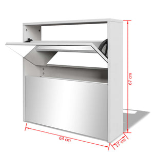 Galleria Design Shoe Cabinet 2-Layer Mirror White 63x17x67 cm