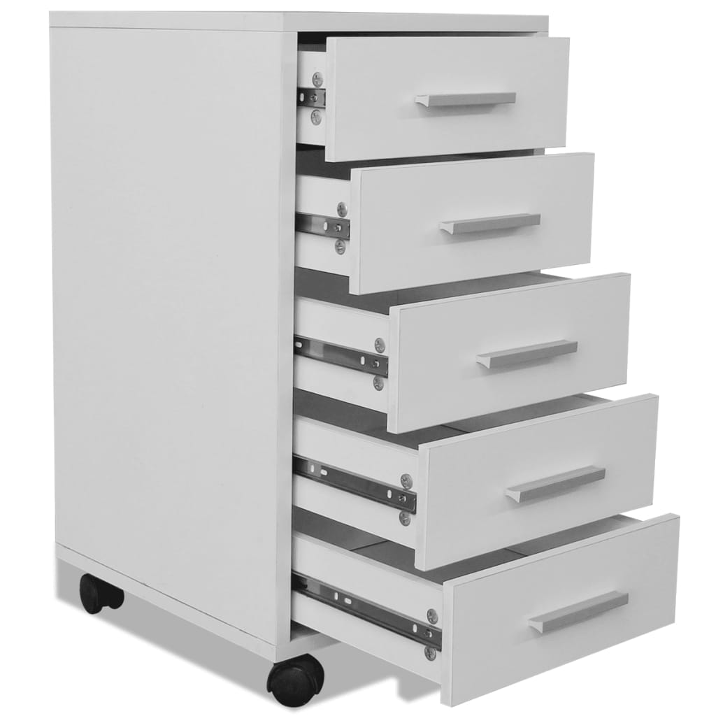 Galleria Design Office Drawer Unit with Castors 5 Drawers White