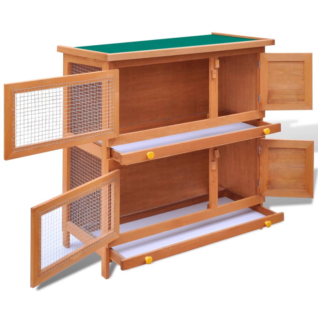Galleria Design Outdoor Rabbit Hutch Small Pet Cage 4 Door Wood