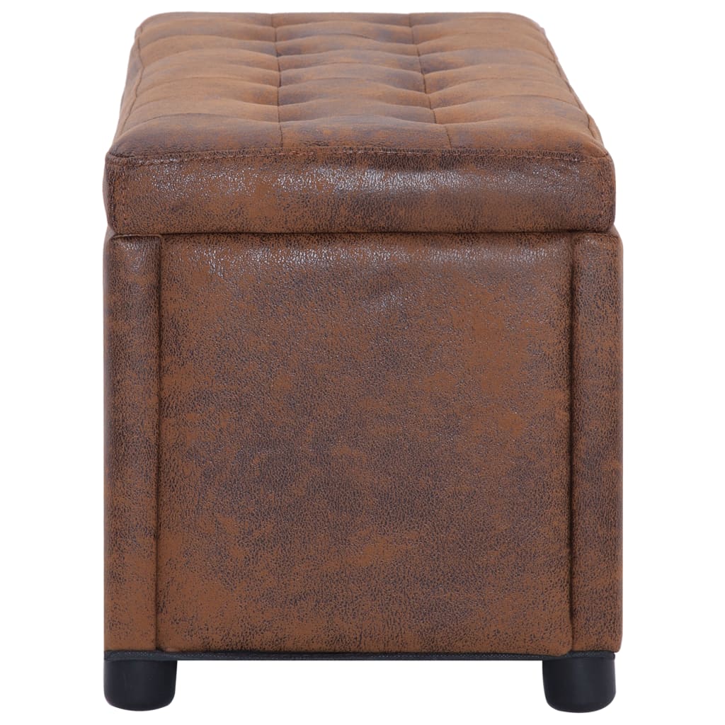 Galleria Design Storage Ottoman 87.5 cm Brown Faux Suede Leather