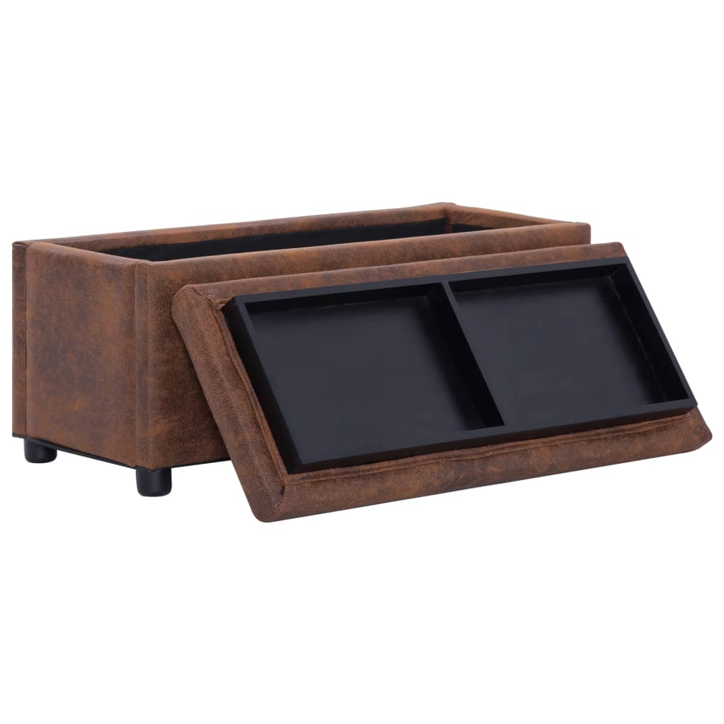 Galleria Design Storage Ottoman 87.5 cm Brown Faux Suede Leather
