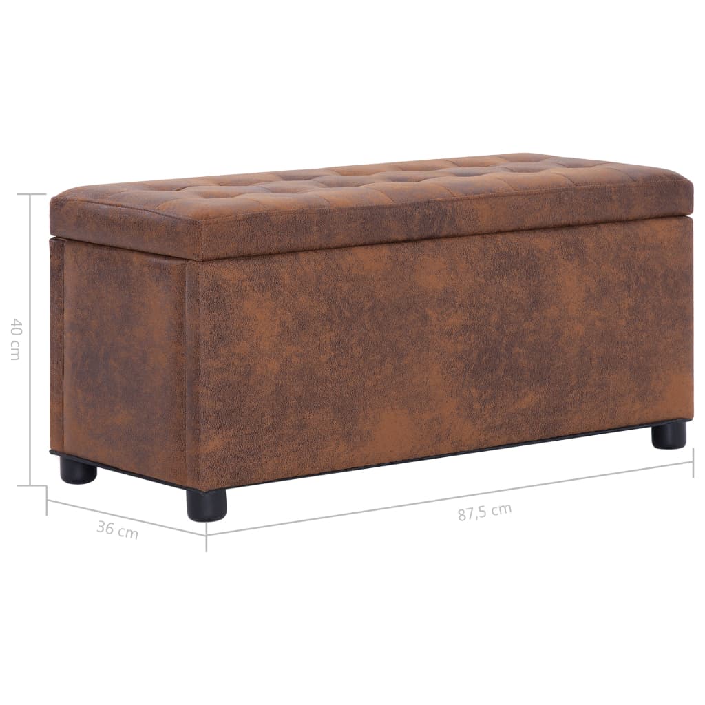 Galleria Design Storage Ottoman 87.5 cm Brown Faux Suede Leather