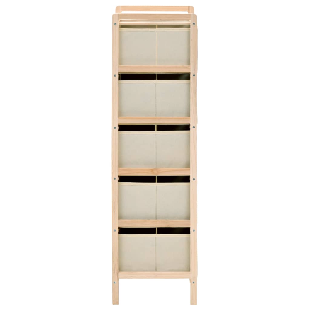 Galleria Design Storage Racks with 5 Fabric Baskets 2 pcs Beige Cedar Wood