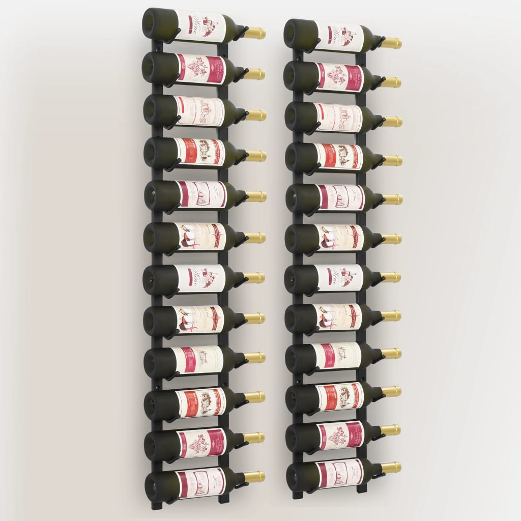 Galleria Design Wall Mounted Wine Racks for 12 Bottles 2 pcs Black Iron