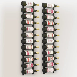 Galleria Design Wall Mounted Wine Racks for 12 Bottles 2 pcs Black Iron