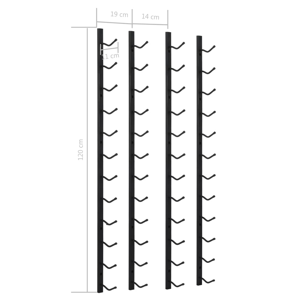 Galleria Design Wall Mounted Wine Racks for 12 Bottles 2 pcs Black Iron