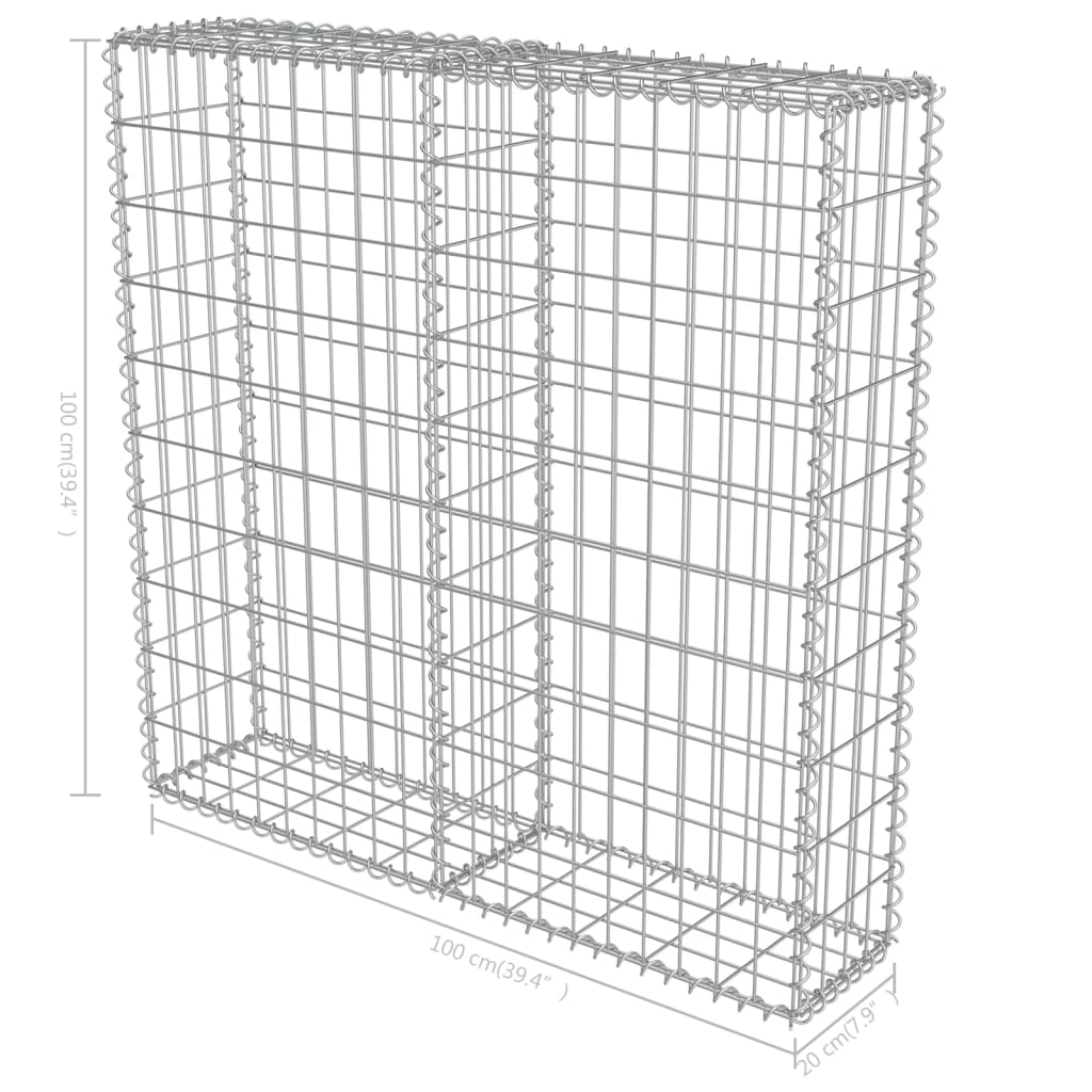Galleria Design Gabion Wall with Covers Galvanised Steel 100x20x100 cm