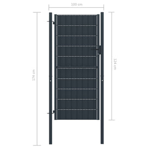 Galleria Design Fence Gate PVC and Steel 100x124 cm Anthracite