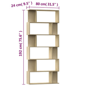 Galleria Design Book Cabinet/Room Divider Sonoma Oak 80x24x192 cm Engineered Wood