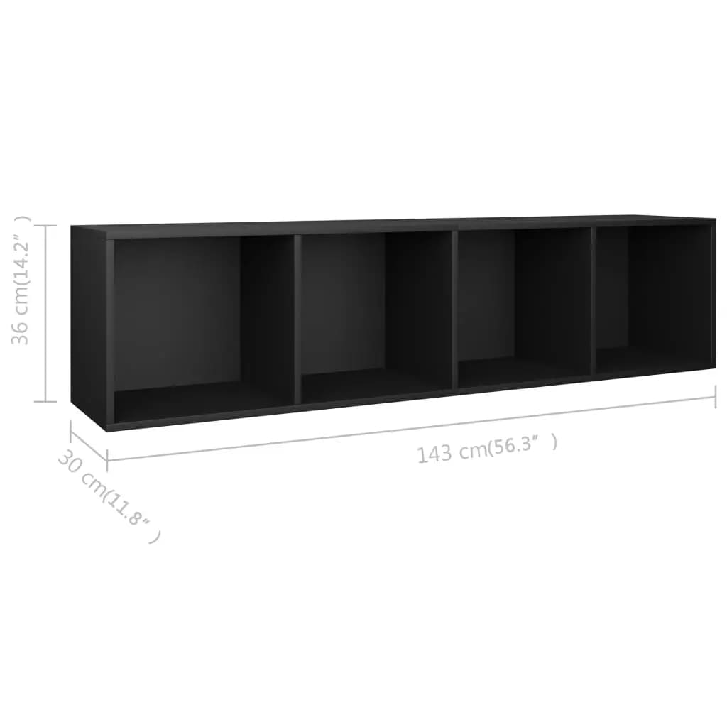 Galleria Design Book Cabinet/TV Cabinet Black 36x30x143 cm Engineered Wood