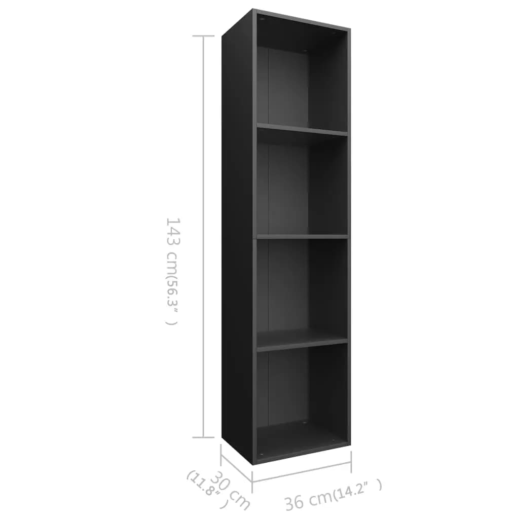 Galleria Design Book Cabinet/TV Cabinet Black 36x30x143 cm Engineered Wood