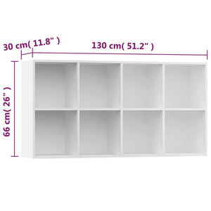 Galleria Design Book Cabinet/Sideboard White 66x30x130 cm Engineered Wood