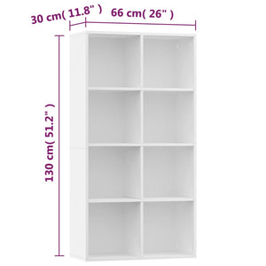 Galleria Design Book Cabinet/Sideboard White 66x30x130 cm Engineered Wood