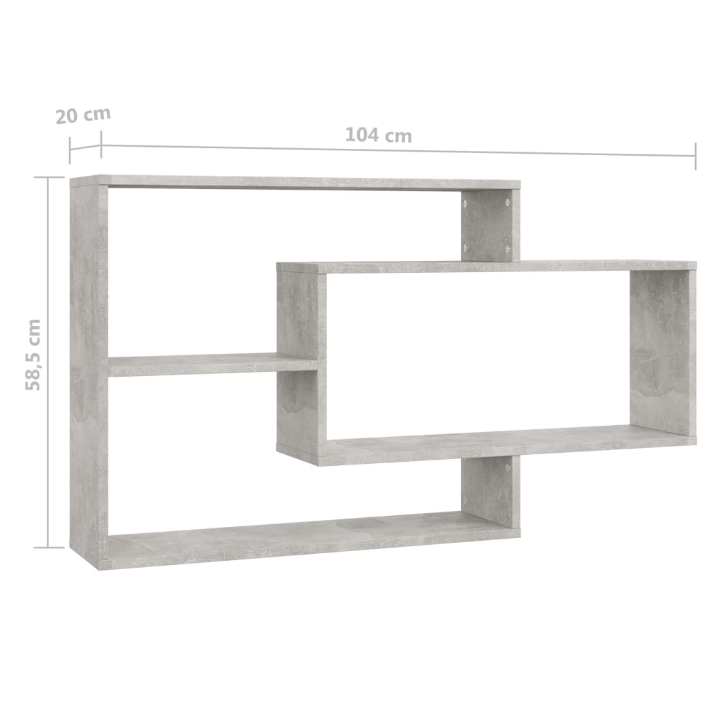 Galleria Design Wall Shelf Concrete Grey 104x20x58.5 cm Engineered Wood