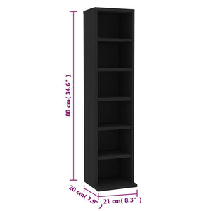 Galleria Design CD Cabinet Black 21x20x88 cm Engineered Wood