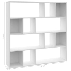 Galleria Design Room Divider/Book Cabinet White 110x24x110 cm Engineered Wood