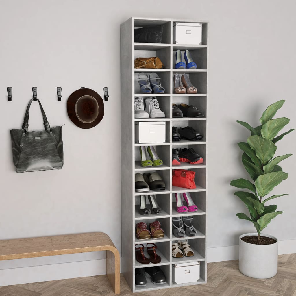 Galleria Design Shoe Cabinet Concrete Grey 54x34x183 cm Engineered Wood
