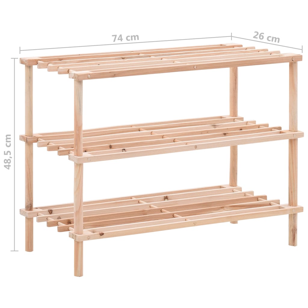 Galleria Design 3-Tier Shoe Rack Solid Fir Wood