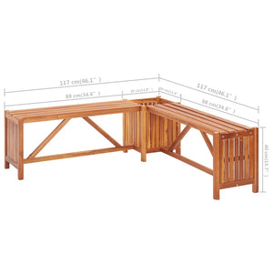 Galleria Design Garden Corner Bench with Planter 117x117x40cm Solid Acacia Wood