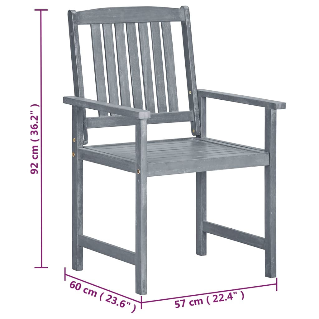 Galleria Design Garden Chairs 2 pcs Grey Solid Acacia Wood